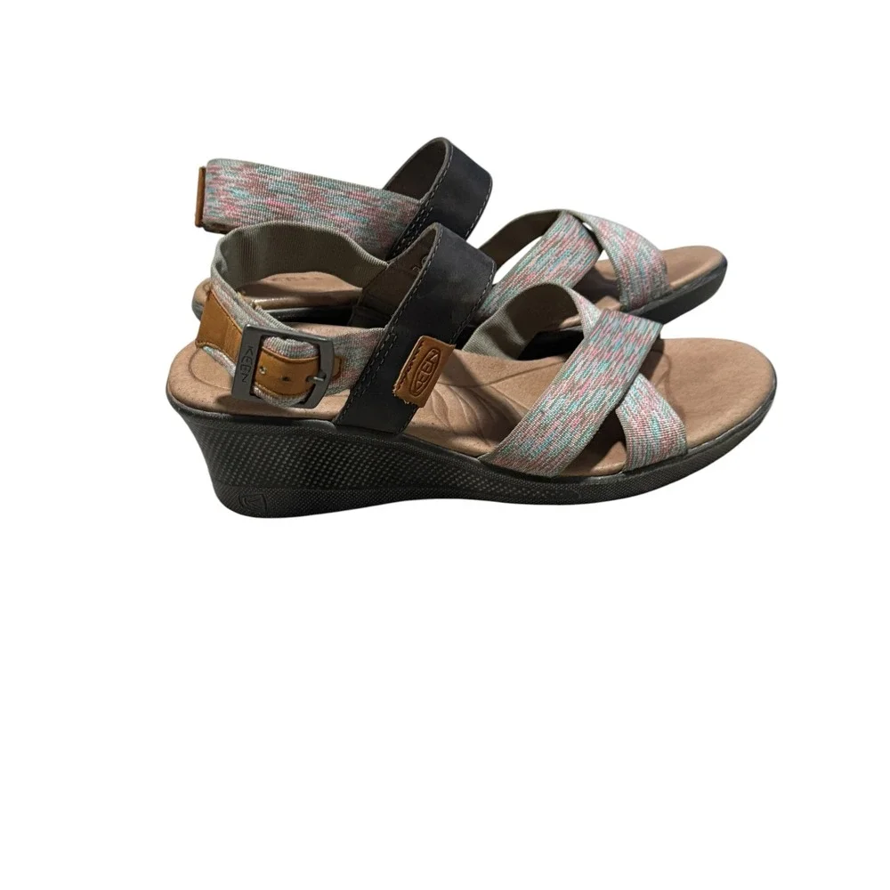 KEEN Skyline Wedge‎ Sandals Strap leather comfort Gorpcore Sz 7 outdoors granola